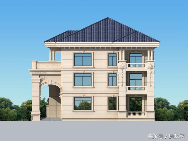 一款精美的歐式風格別墅圖，三層樣式占地120平，漂亮至極！