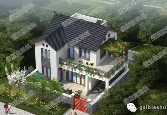 中式二層農村小別墅設計圖，20萬100㎡2廳5臥帶前后院