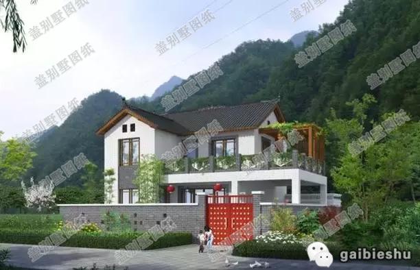 中式二層農村小別墅設計圖，20萬100㎡2廳5臥帶前后院