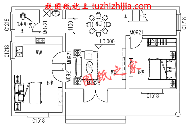 農村15萬元二層小樓圖，占地100平米左右，簡單實用，戶型合理