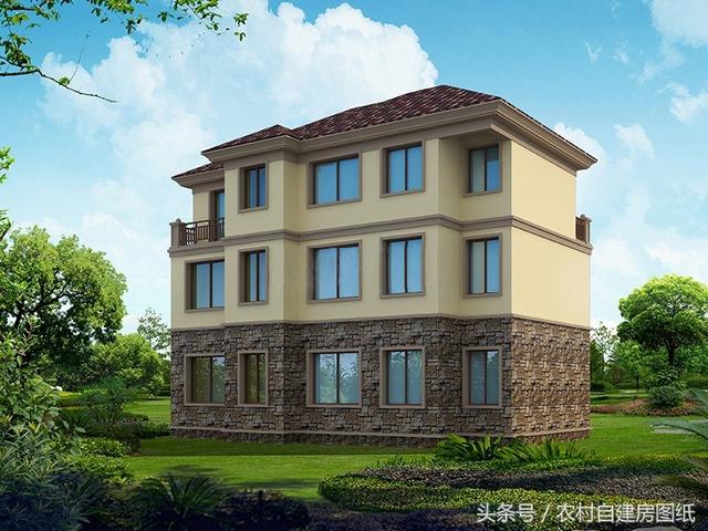 一款地中海風格三層農村別墅圖，13.5X10米，這樣的你喜歡嗎？