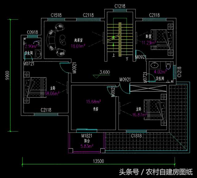 一款地中海風格三層農村別墅圖，13.5X10米，這樣的你喜歡嗎？
