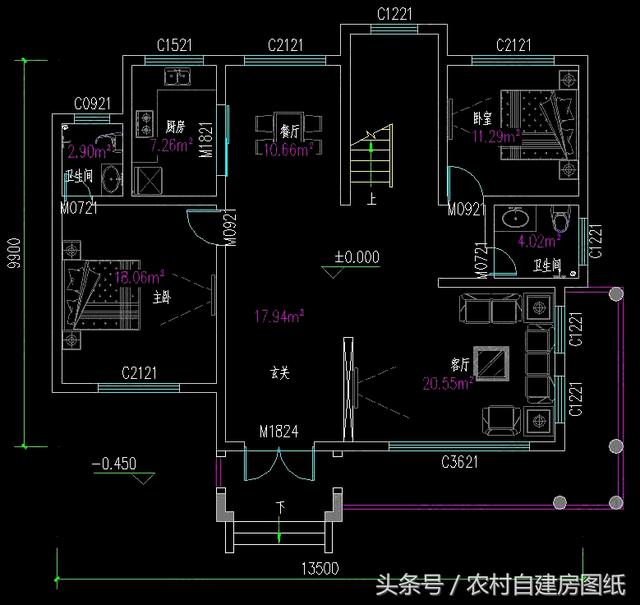 一款地中海風格三層農村別墅圖，13.5X10米，這樣的你喜歡嗎？