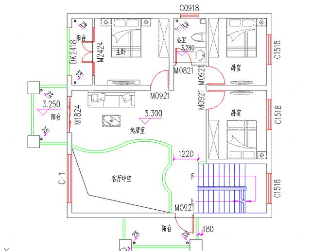 三層3廳6臥別墅圖紙，占地100平造價40萬左右，地下室+挑空客廳+娛樂室