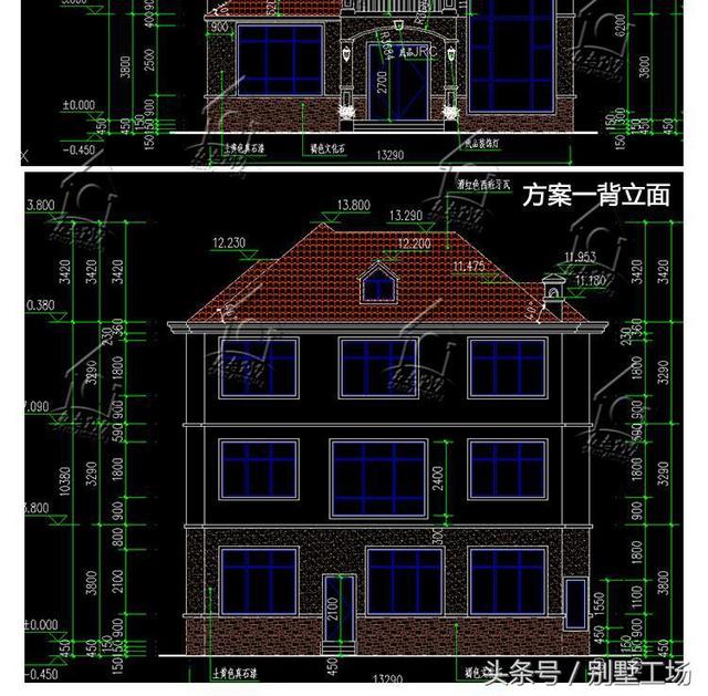 造價46萬農村三層別墅圖，外觀立體有層次，帶地下室閣樓