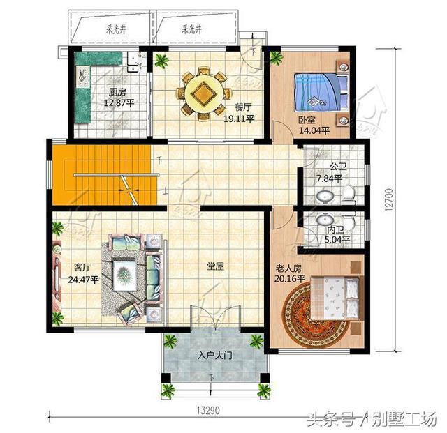 造價46萬農村三層別墅圖，外觀立體有層次，帶地下室閣樓
