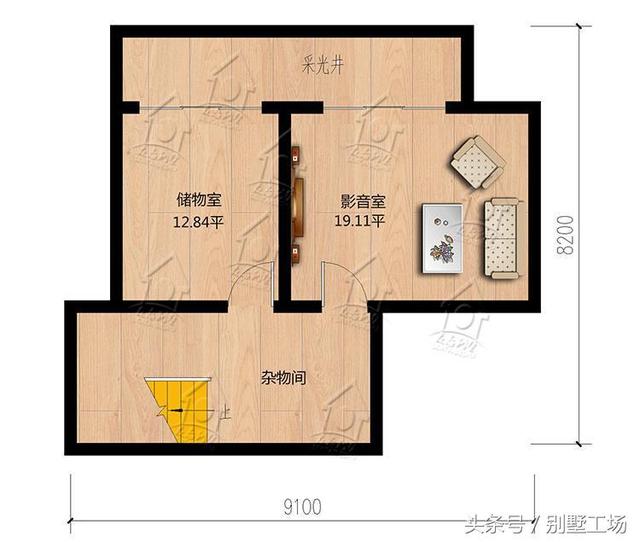造價46萬農村三層別墅圖，外觀立體有層次，帶地下室閣樓