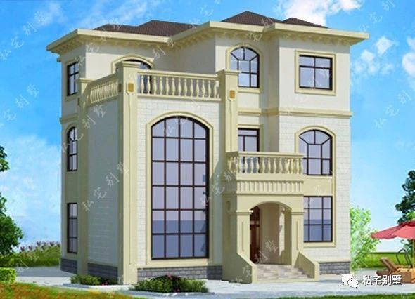 歐式框架大氣客廳通高三層農村自建房別墅圖，建了都說好