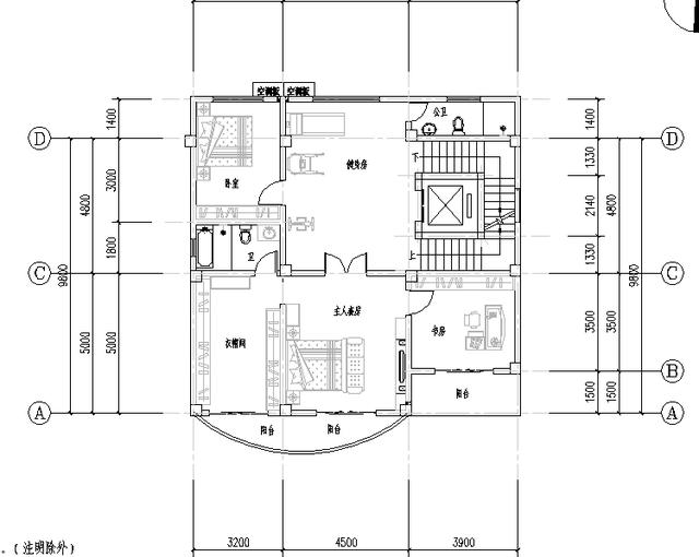四層農村別墅設計圖帶車庫陽臺書房衣帽間
