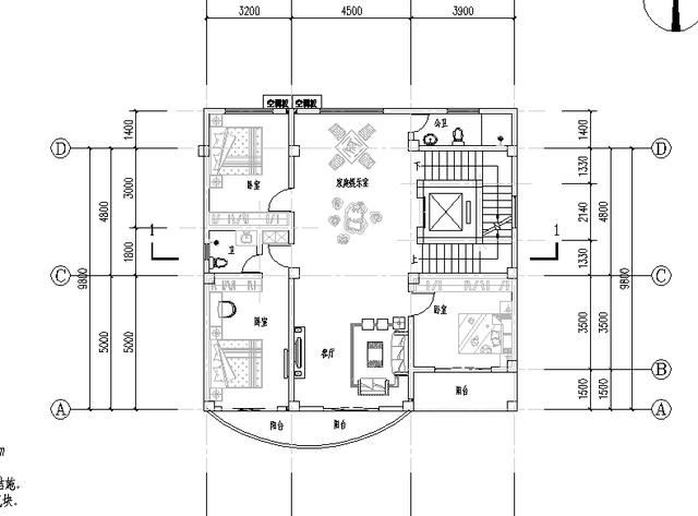 四層農村別墅設計圖帶車庫陽臺書房衣帽間