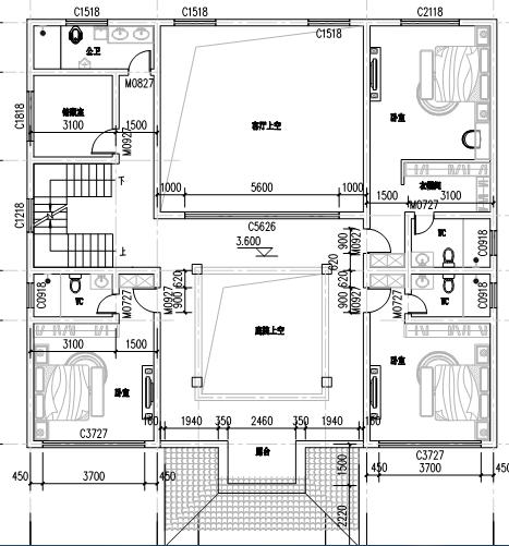 三層新中式別墅合院設(shè)計圖，階梯式外觀時尚大氣，內(nèi)部功能房齊全