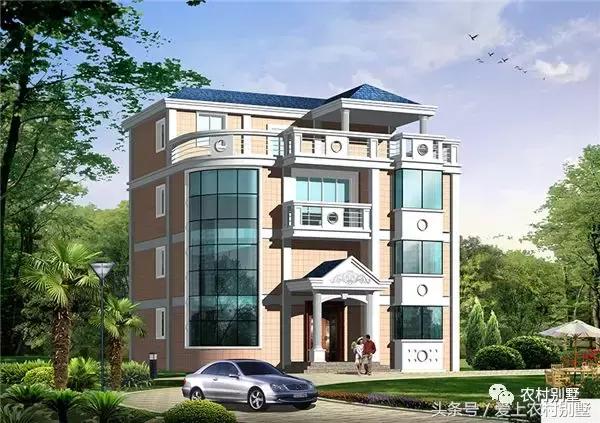 120平新農村框架結構別墅圖，三層半+挑空客廳+大露臺，超氣派超流行的一款別墅