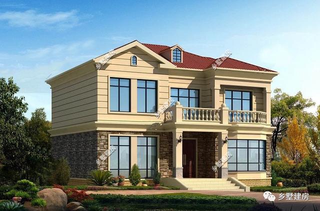 二層歐式現(xiàn)代農(nóng)村自建房設(shè)計圖，與其負債累累的還房貸，不如回家花30萬蓋一棟漂亮的小別墅