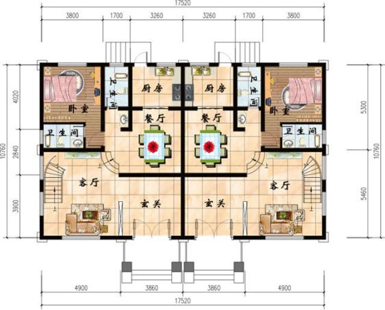 4款農村雙拼別墅圖，不同風格簡單實用造價低，兄弟一起建房的最佳選擇