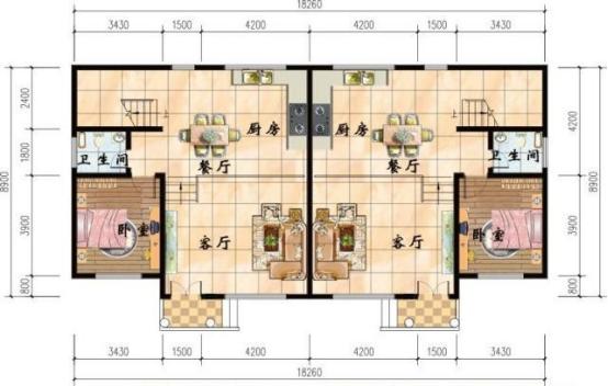 4款農村雙拼別墅圖，不同風格簡單實用造價低，兄弟一起建房的最佳選擇
