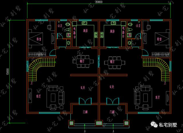 新款三層大氣歐式雙拼聯(lián)拼別墅設(shè)計圖，看了都喜歡