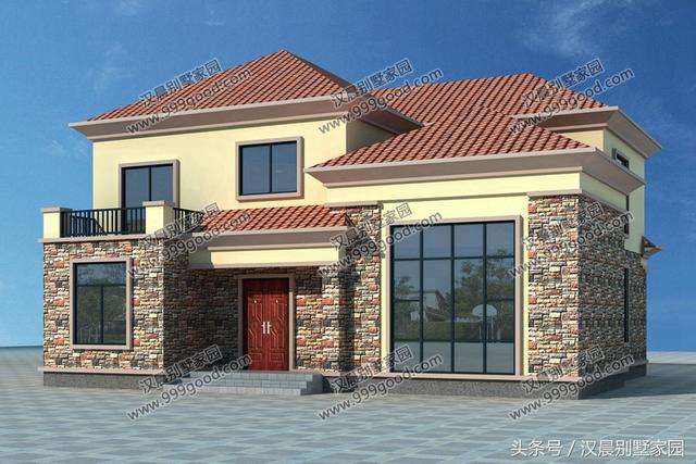 一棟漂亮實(shí)用的二層別墅圖，25萬建成，經(jīng)典布局永不過時