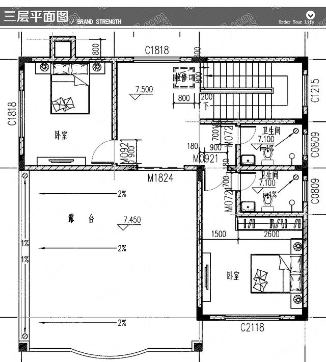 11×10米三層帶臥室套房私家別墅圖，2廳6臥造價30萬，文化石裝飾復古有韻味！