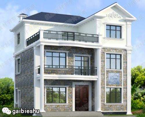 11×10米三層帶臥室套房私家別墅圖，2廳6臥造價30萬，文化石裝飾復古有韻味！