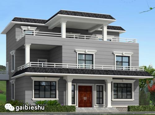 35萬三層平頂2廳7臥帶挑空餐廳+涼亭獨棟自建房設計圖紙，比較符合農村建房審美