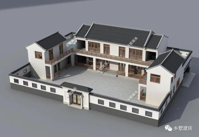 50萬農(nóng)村四合院雙拼別墅設(shè)計圖，小院露臺車庫一應(yīng)俱全