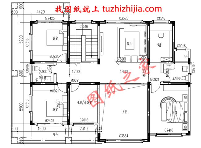二層復式樓房設計圖，平實接地氣的平面布局