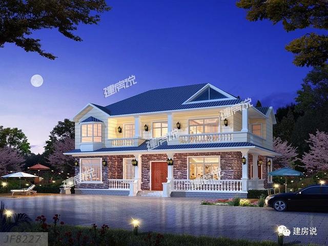 3套二層歐式別墅圖，現代亮麗的外觀，第1套26萬建，可以說非常便宜了