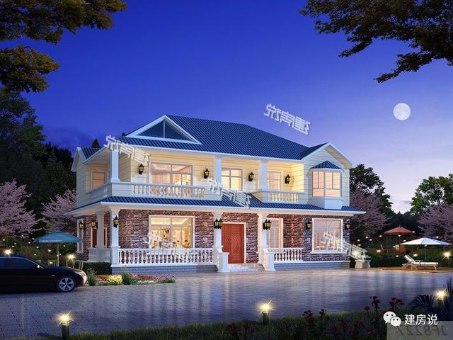 3套二層歐式別墅圖，現代亮麗的外觀，第1套26萬建，可以說非常便宜了