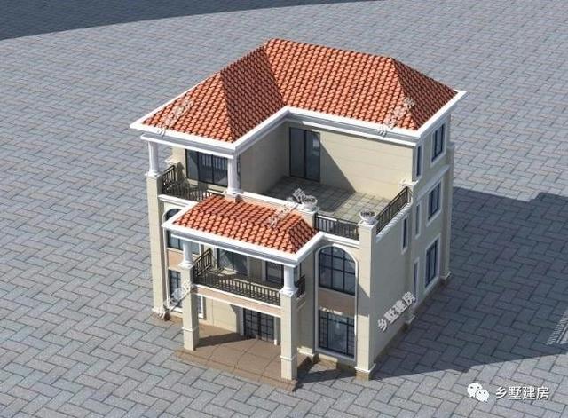 40萬建11X11米農(nóng)村三層別墅圖，美觀實用，完全符合中國人對于房子的審美追求