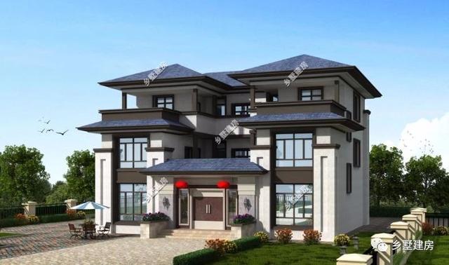 新款階梯式外觀三層四合院別墅圖，快來看看，內外兼修！