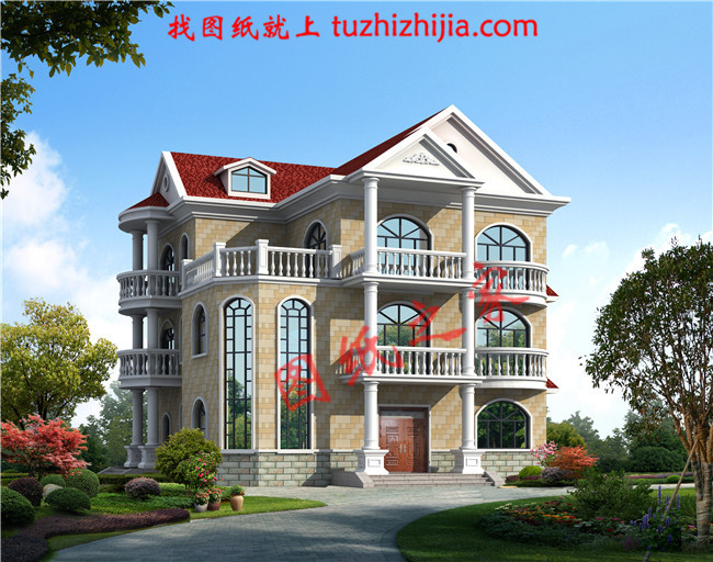 最新農(nóng)村三層樓房設(shè)計(jì)圖紙,客廳中空,采用暖黃色為主色