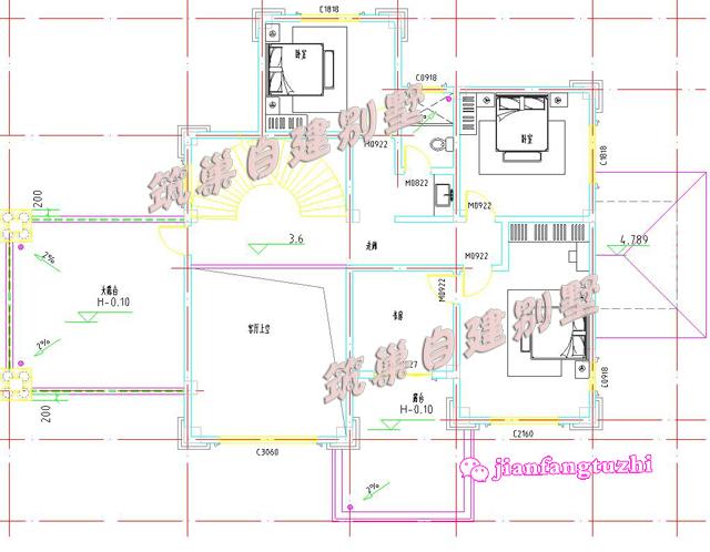 三層豪華農村別墅全套設計圖，帶雙車庫，18x13米。