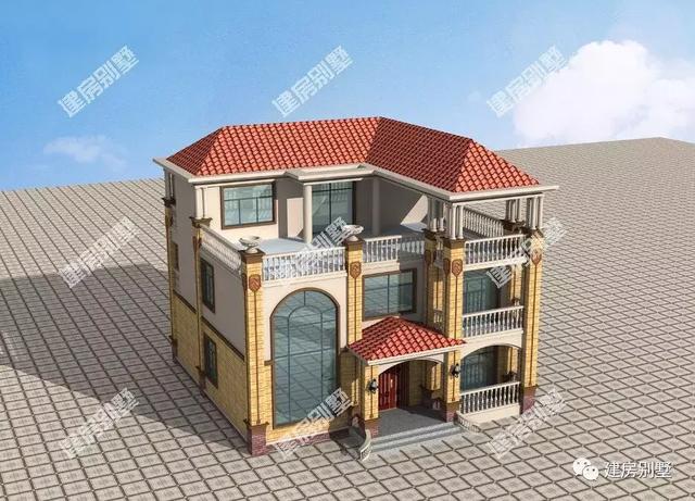 12.5×13米三層農村別墅設計圖，帶有兩種樓梯，36萬就能建一棟