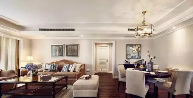 100平米三居室簡約美式風格裝修設計，整個色調為奶茶色，溫暖輕柔了整個空間！