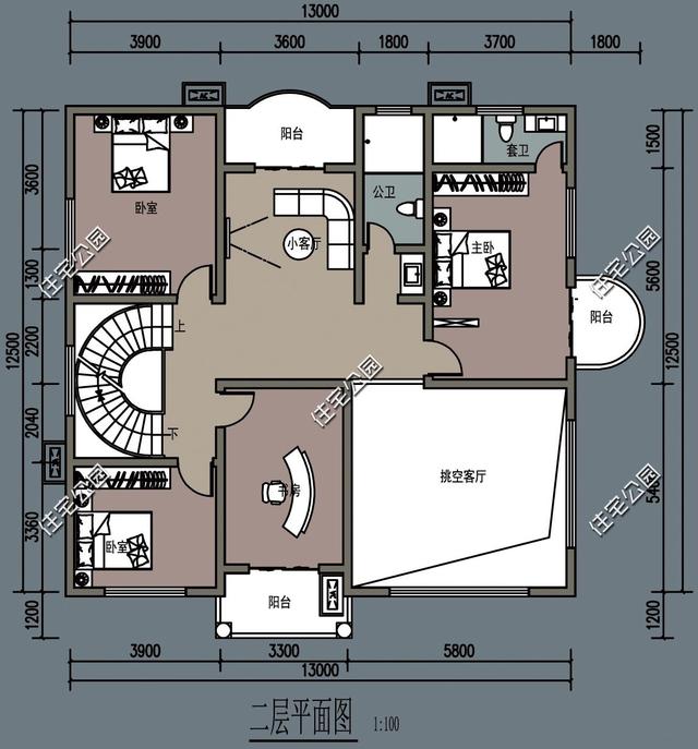 三層農(nóng)村別墅設(shè)計(jì)圖，挑空大廳旋轉(zhuǎn)樓梯，給你一個(gè)時(shí)尚鄉(xiāng)村生活