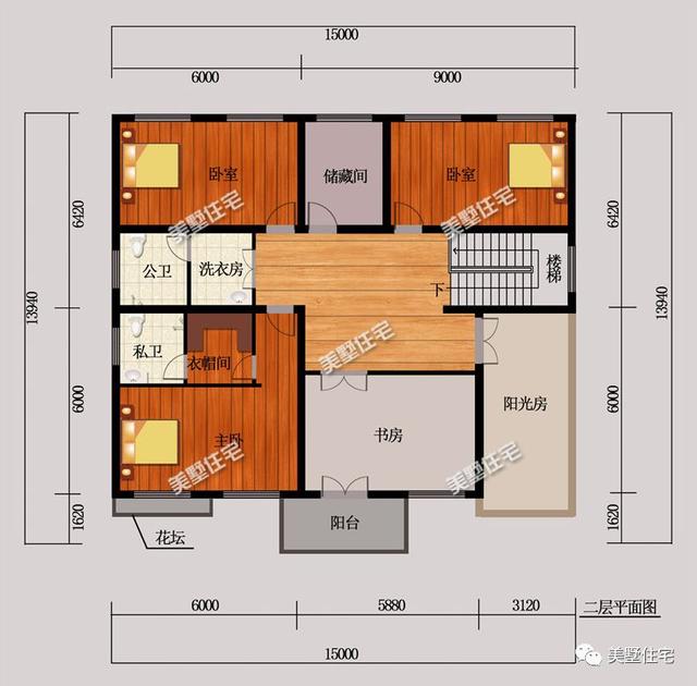 外觀精致的二層別墅設計圖，大客廳+陽光房，盡享陽光鄉村生活