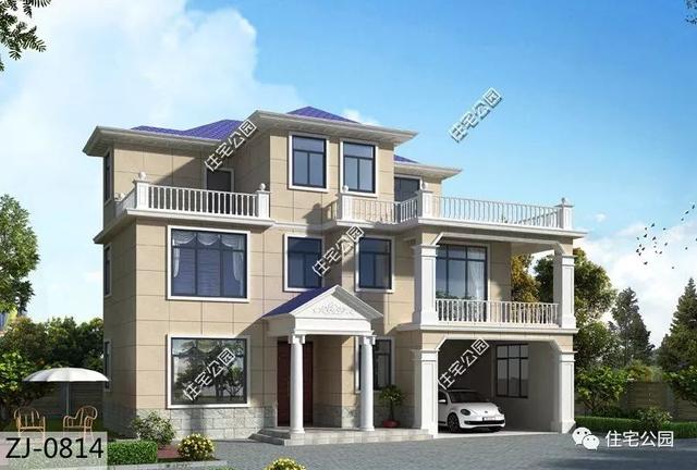 占地14×13農(nóng)村自建房設計圖，3層40萬帶露臺和車庫，老百姓都喜歡建