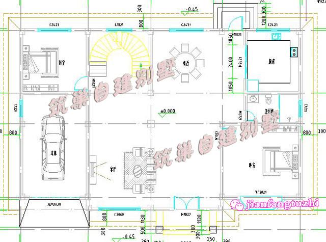 2層農村自建房設計圖帶車庫別墅效果圖，面寬20米前后門設計，整體盡顯素雅高檔