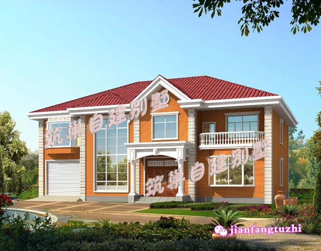 2層農村自建房設計圖帶車庫別墅效果圖，面寬20米前后門設計，整體盡顯素雅高檔