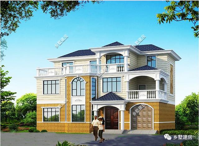 外觀簡(jiǎn)單明了，帶挑空客廳、大露臺(tái)和車(chē)庫(kù)的農(nóng)村自建別墅設(shè)計(jì)圖，你想要的樣子它都有