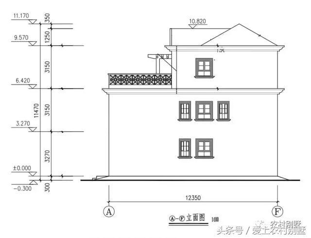10x12米三層農村自建房設計圖，挑空客廳，主體造價35萬，簡直不要太經濟適用