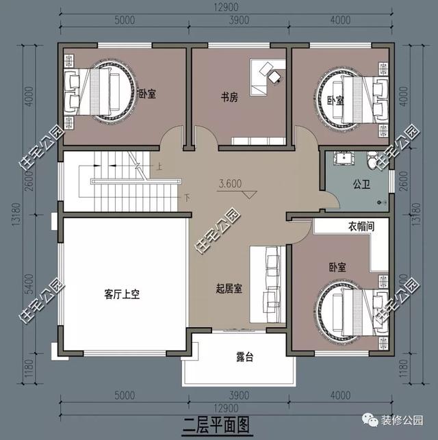 12×13米三層歐式別墅設計圖，落地窗+挑空客廳，設計的十分精致