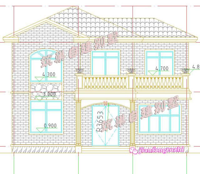 20萬100㎡12x9米二層典型現代農村別墅設計圖，主體磚混結構