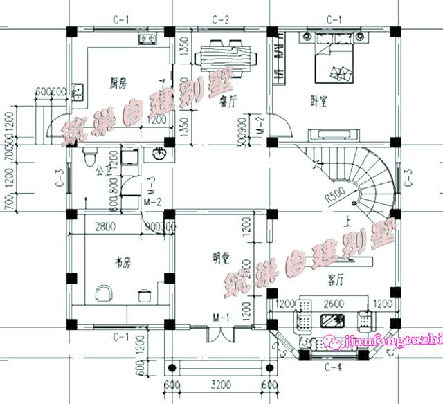 50萬170㎡13x13米新農村樓中樓三層別墅設計施工圖紙及效果圖，戶型實用，色彩明亮