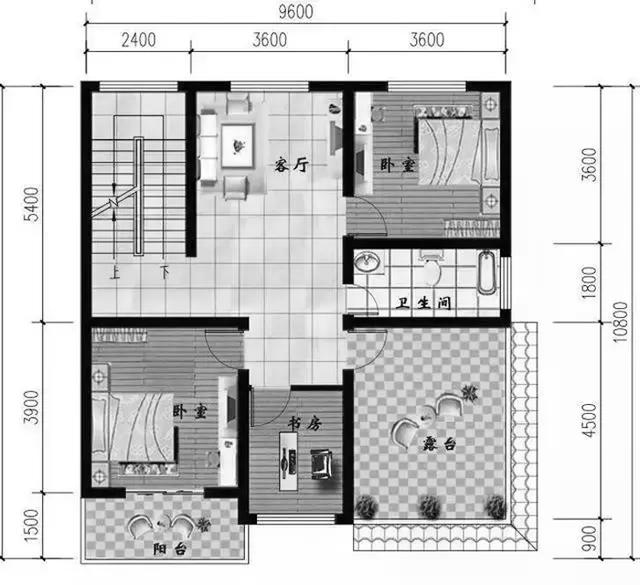 30萬占地100㎡4廳6臥三層別墅設計圖,整體外觀簡約而氣質流露，坡屋頂設計增加美感