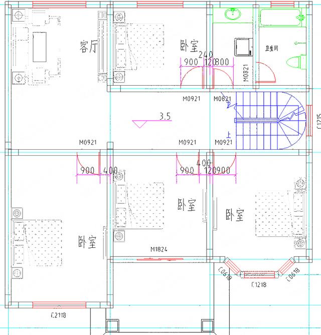 12×12米3廳5臥二層獨棟別墅設計圖紙，閣樓層+佛堂+旋轉樓梯，造價40萬左右，讓你擁有一個溫暖的家
