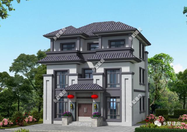 農村中式別墅設計圖，帶佛堂、茶室、花院，9X12米，造價只要38萬！