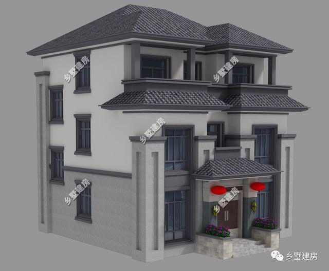 農村中式別墅設計圖，帶佛堂、茶室、花院，9X12米，造價只要38萬！