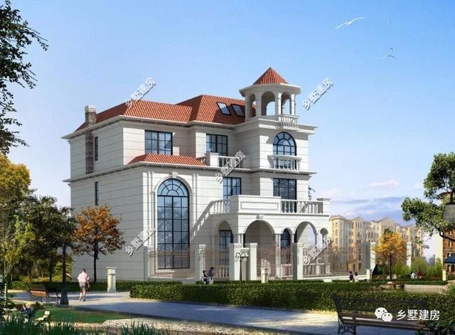 農(nóng)村三層別墅設計圖，挑空客廳樓上樓，書房露臺應有盡有，造價只要48萬