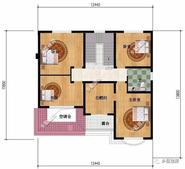 農(nóng)村三層別墅設計圖，挑空客廳樓上樓，書房露臺應有盡有，造價只要48萬
